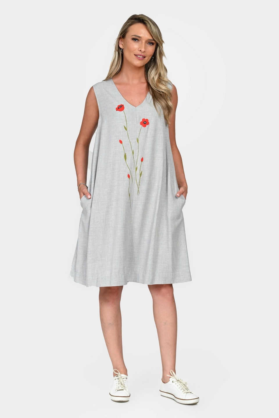 Rochie Dama, Eranthe, V-Neckline V341, cu Pictura Realizata Manual